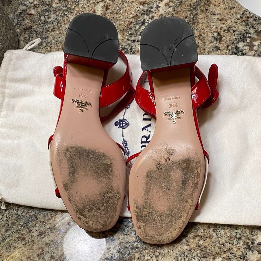 Prada Glossy Red Women's Sandals - Picture 3 of 3